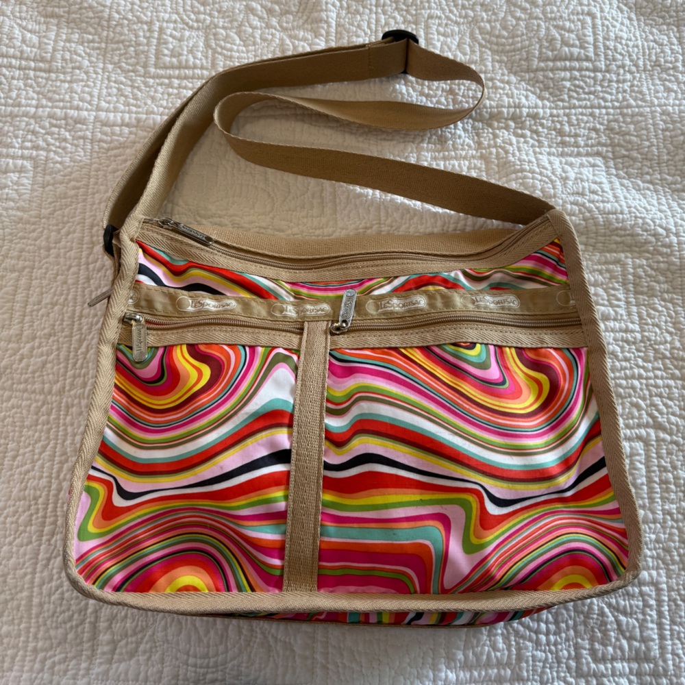 LeSportsac Colorful Swirl Bag with Beige Accents